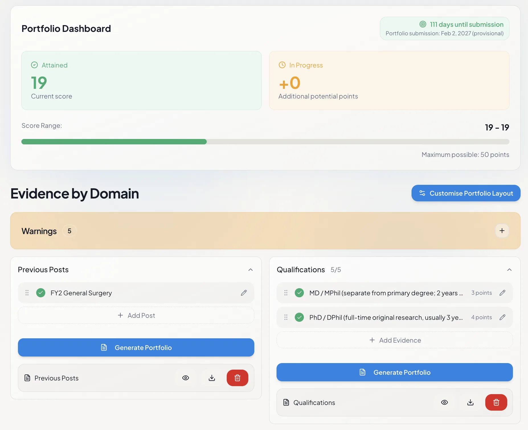 Screenshot of the SmartOST portfolio dashboard