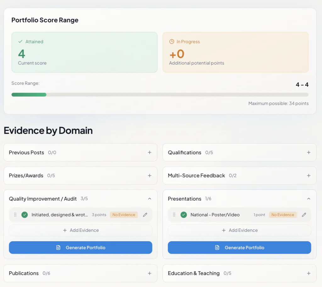 SmartOST Portfolio - See your portfolio score at a glance with evidence tracking by domain